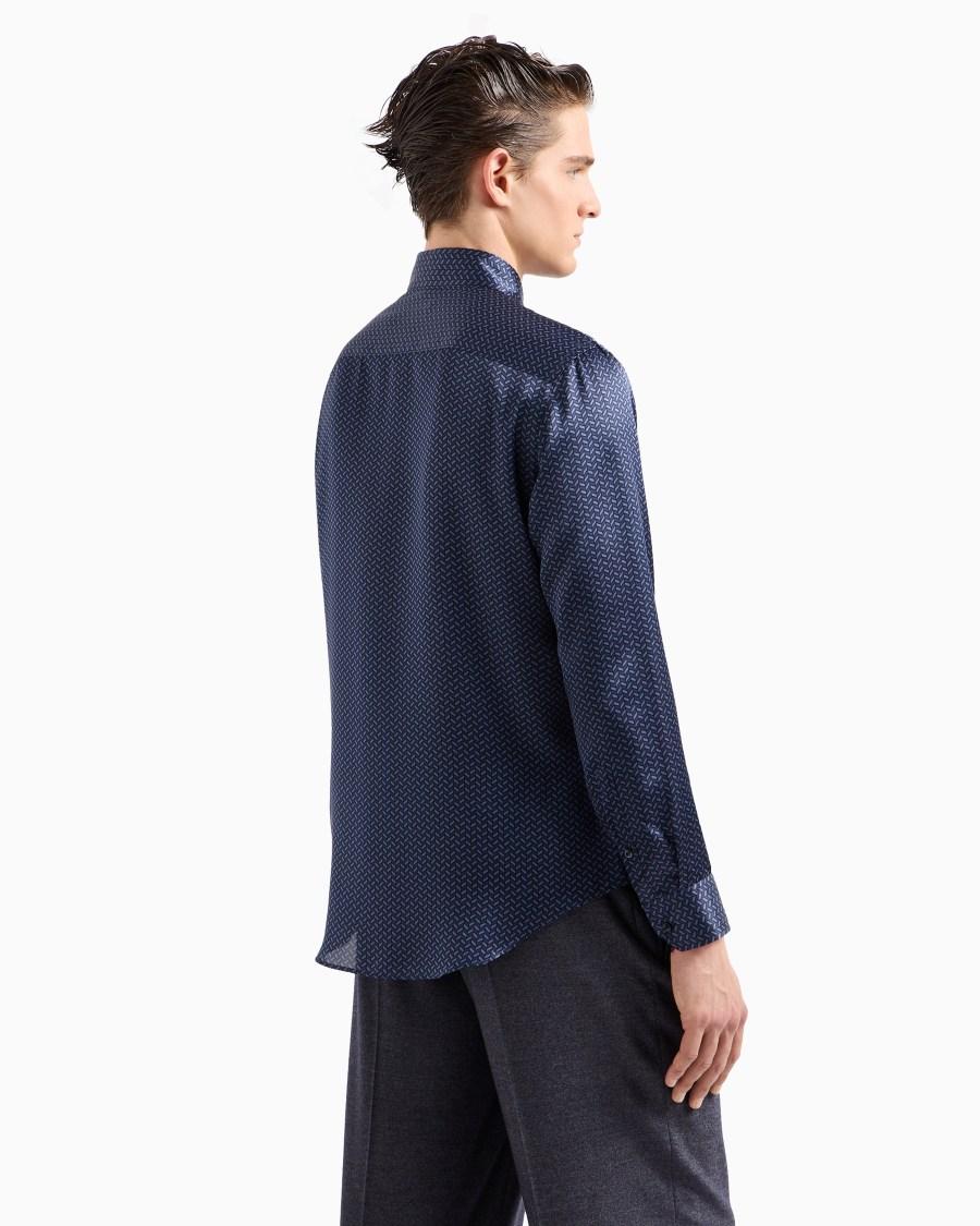 The World Of Armani CAMICIA REGULAR FIT IN SATIN DI SETA STAMPATA