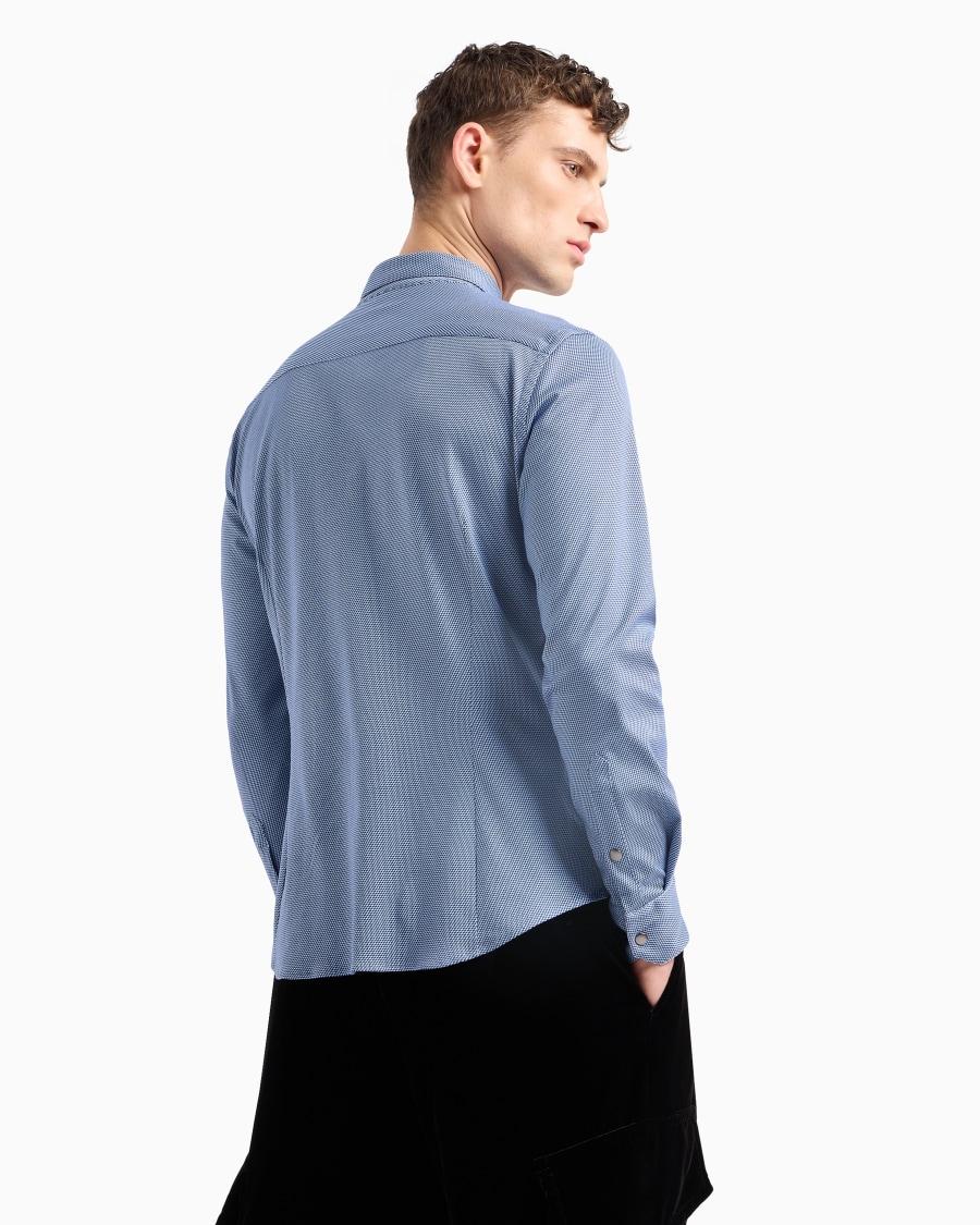 The World Of Armani CAMICIA SLIM FIT CON ZIP IN COTONE CON STAMPA