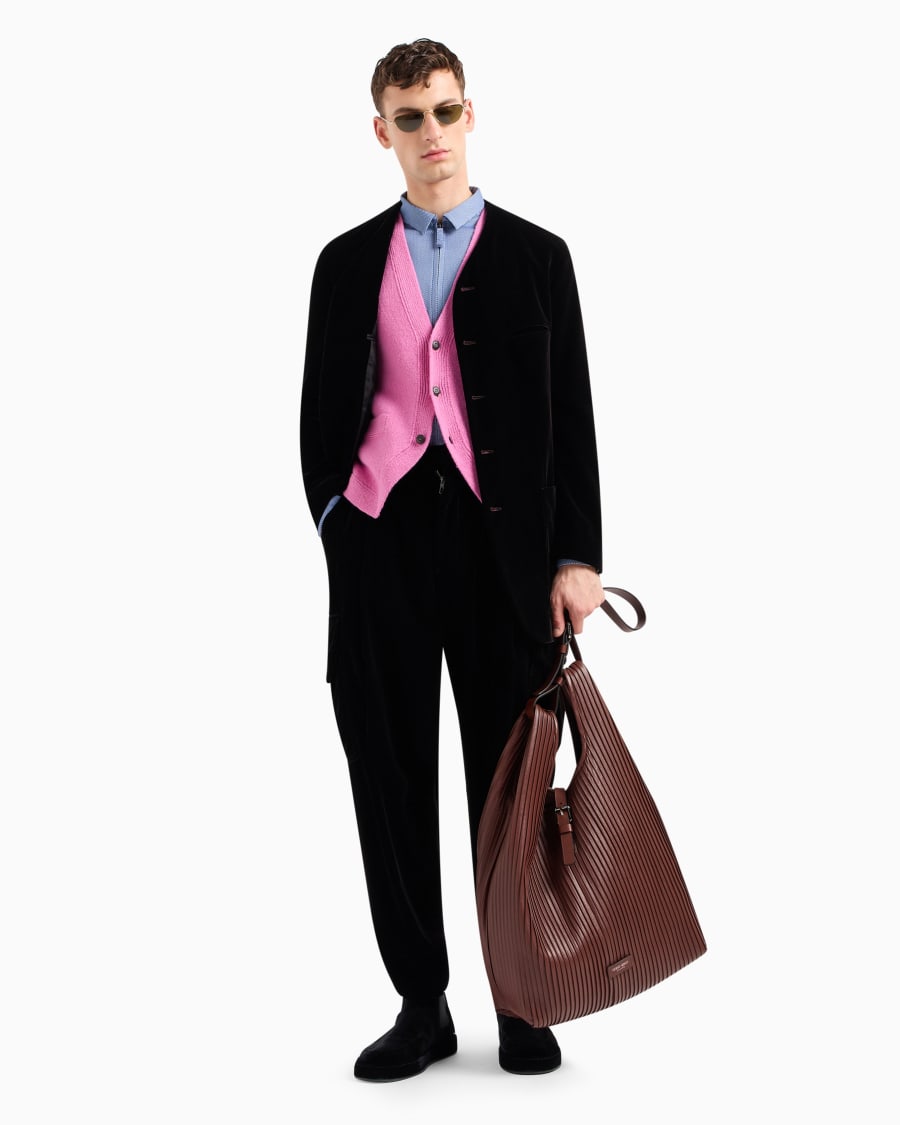 The World Of Armani CAMICIA SLIM FIT CON ZIP IN COTONE CON STAMPA