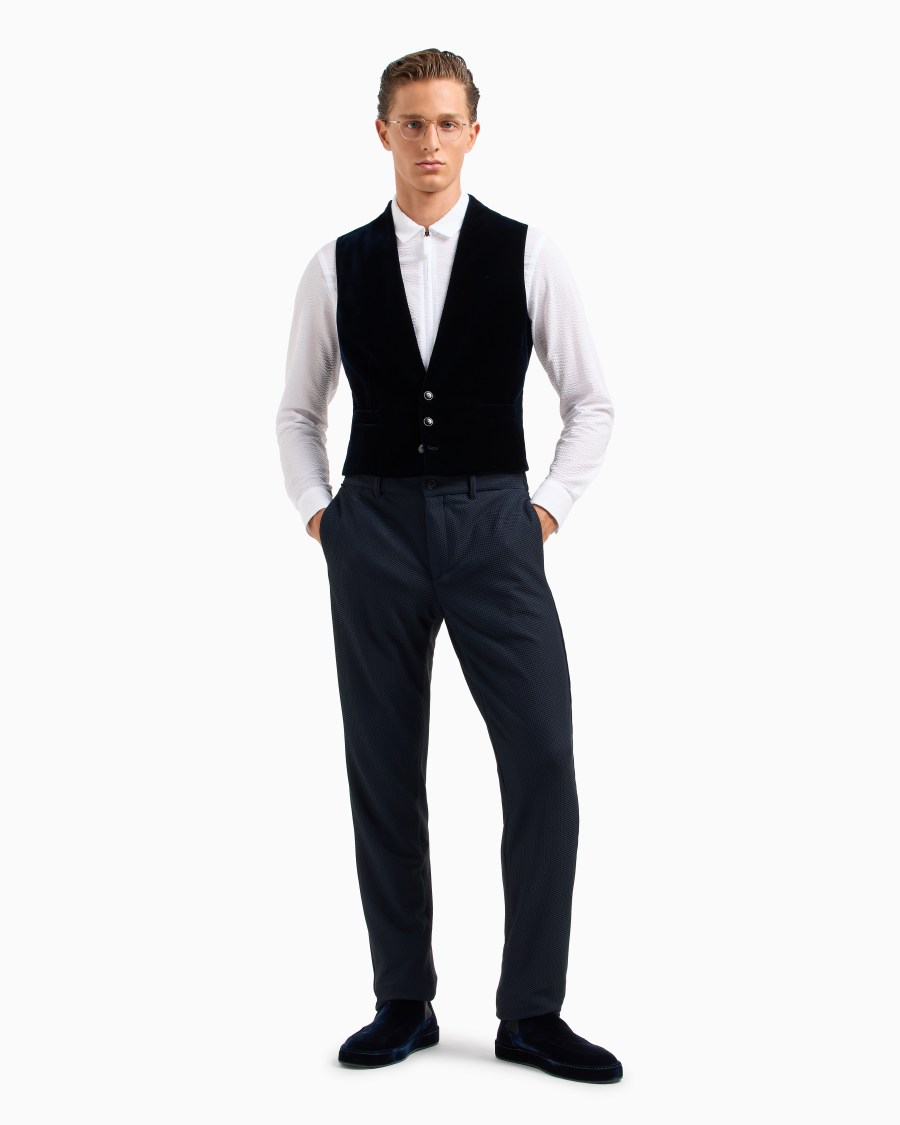 The World Of Armani CAMICIA SLIM FIT CON ZIP IN COTONE SEERSUCKER