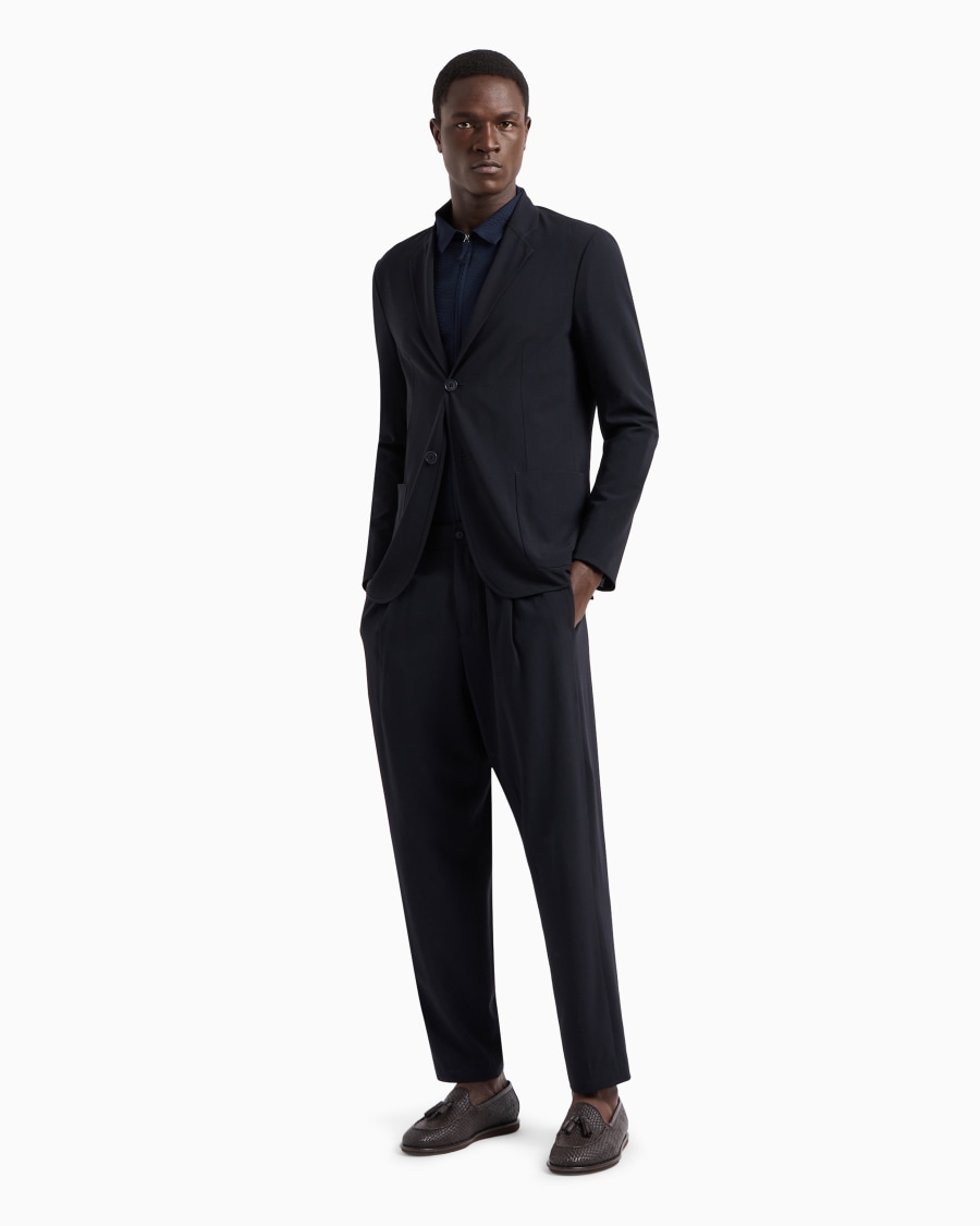 The World Of Armani CAMICIA SLIM FIT CON ZIP IN COTONE SEERSUCKER