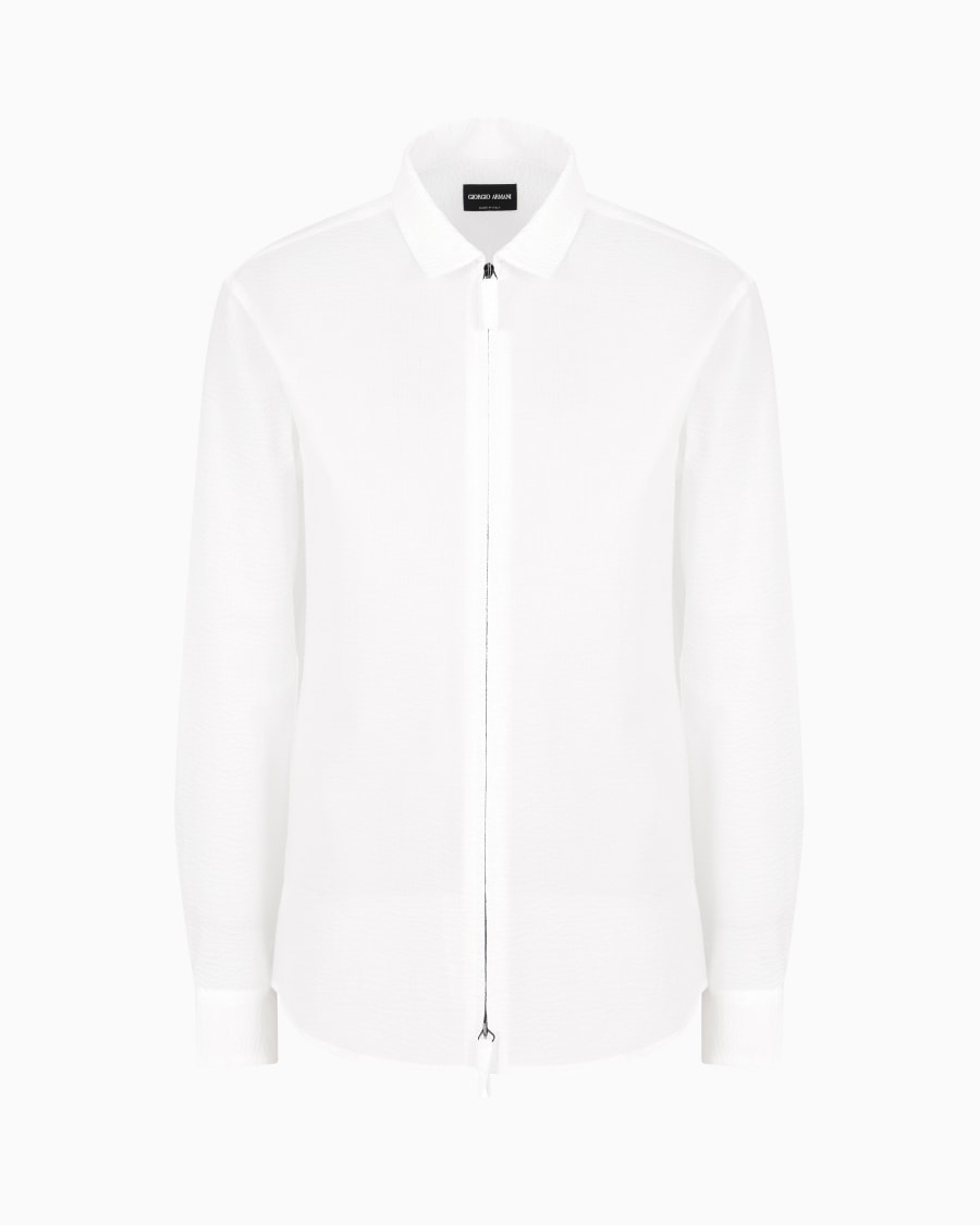 The world of armani CAMICIA SLIM FIT CON ZIP IN COTONE SEERSUCKER