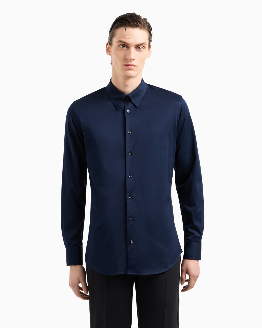 The World Of Armani CAMICIA SLIM FIT ICON IN JERSEY DI COTONE