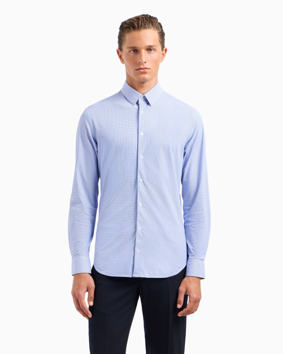 The World Of Armani CAMICIA SLIM FIT IN JERSEY CON MICRO STAMPA