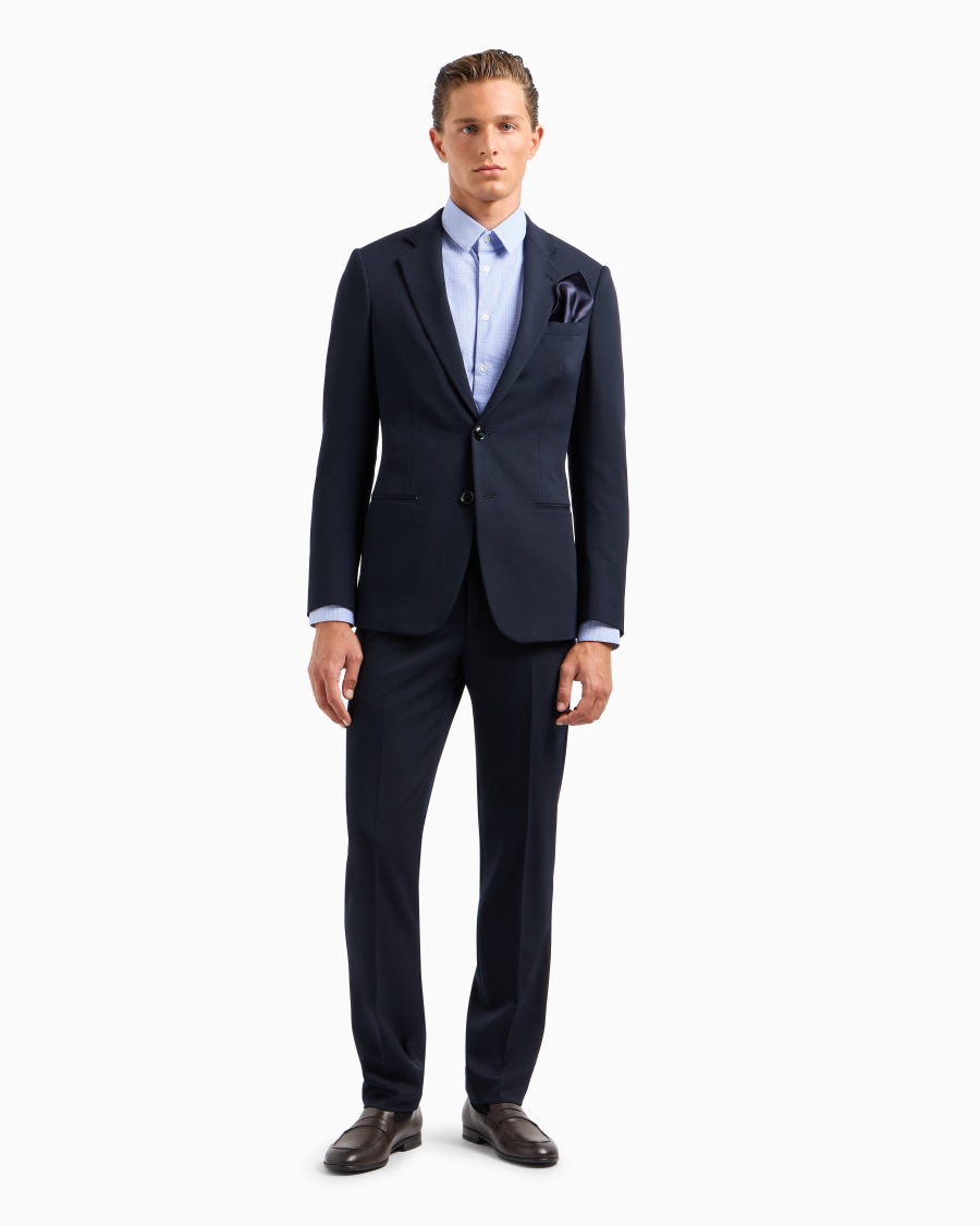 The World Of Armani CAMICIA SLIM FIT IN JERSEY CON MICRO STAMPA