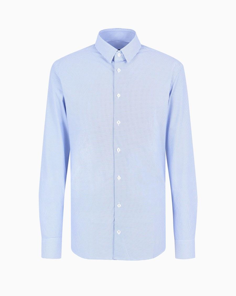 The world of armani CAMICIA SLIM FIT IN JERSEY CON MICRO STAMPA