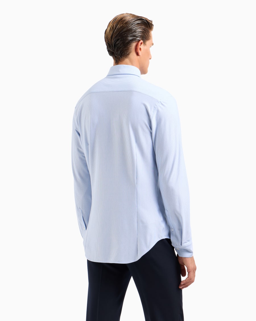 The World Of Armani CAMICIA SLIM FIT IN JERSEY DI MISTO COTONE A RIGHE
