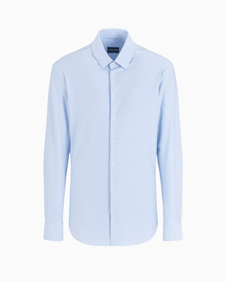 The world of armani CAMICIA SLIM FIT IN JERSEY DI MISTO COTONE A RIGHE