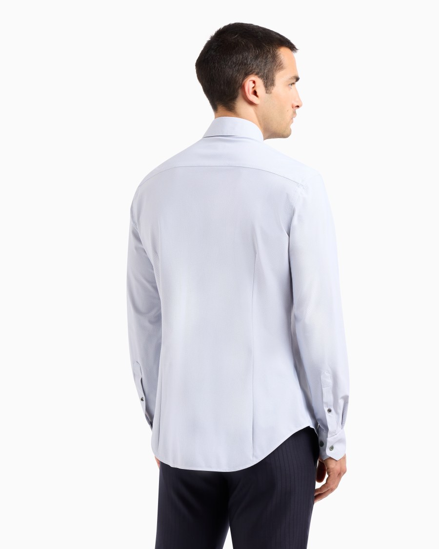 The World Of Armani CAMICIA SLIM FIT IN JERSEY TECNICO CON MICRO FANTASIA