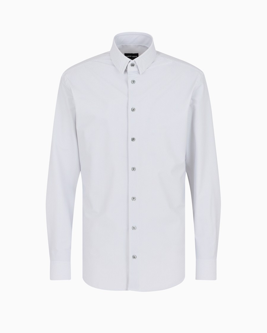 The world of armani CAMICIA SLIM FIT IN JERSEY TECNICO CON MICRO FANTASIA