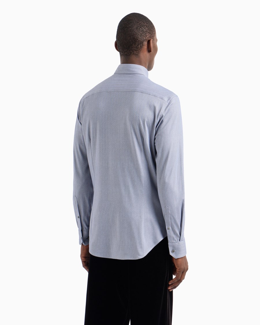 The World Of Armani CAMICIA SLIM FIT IN MISTO COTONE CHEVRON