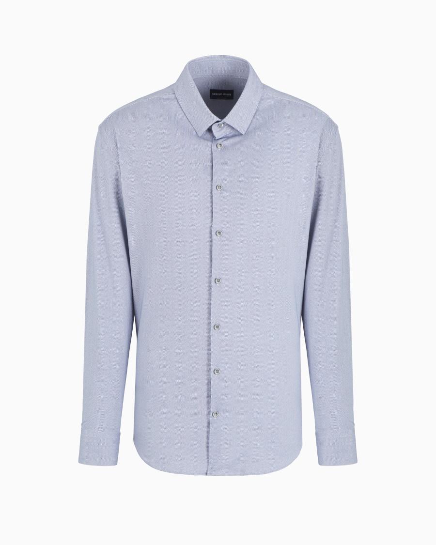 The World Of Armani CAMICIA SLIM FIT IN MISTO COTONE CHEVRON