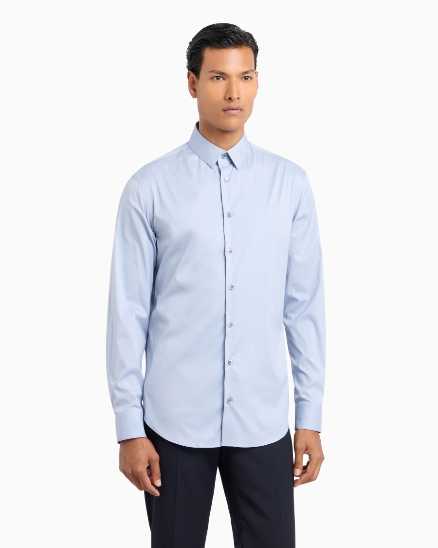 The World Of Armani CAMICIA SLIM FIT IN POPELINE DI COTONE STRETCH