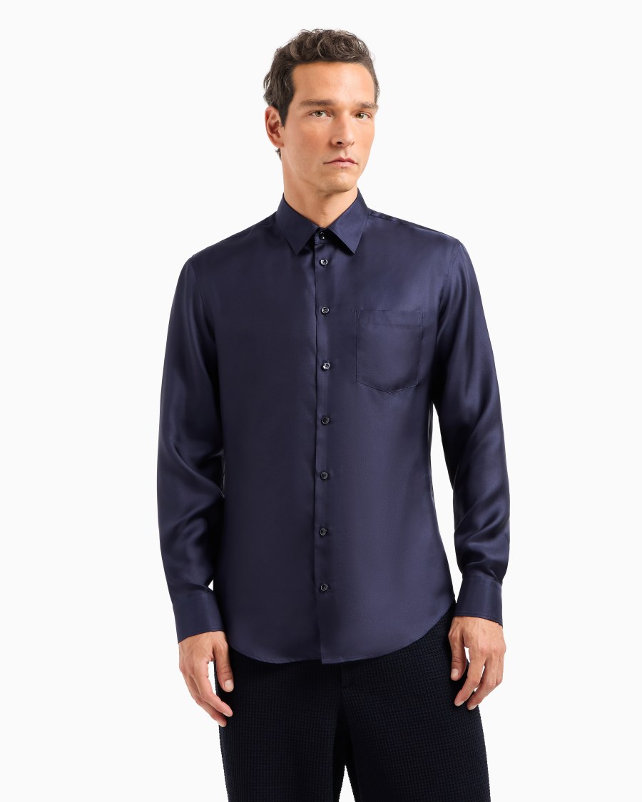 The World Of Armani CAMICIA SLIM FIT IN TWILL DI SETA