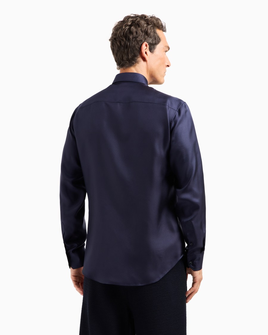 The World Of Armani CAMICIA SLIM FIT IN TWILL DI SETA