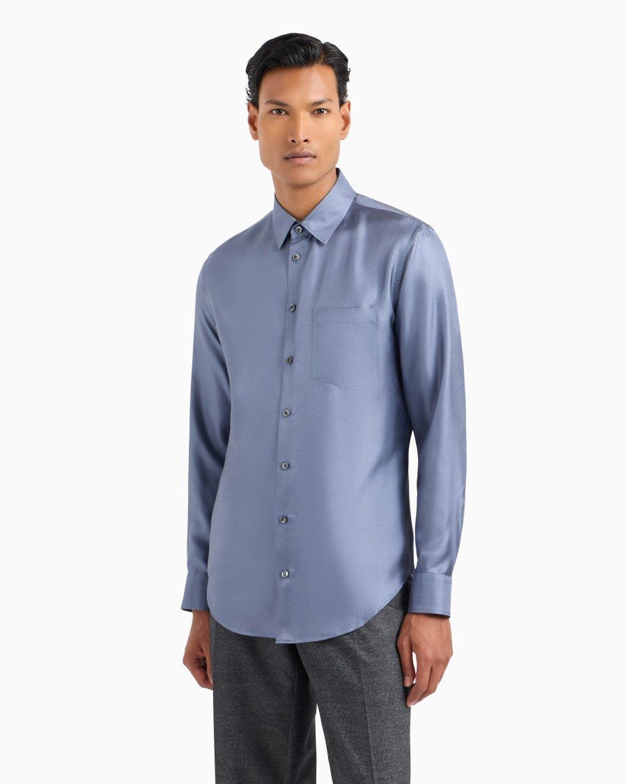 The World Of Armani CAMICIA SLIM FIT IN TWILL DI SETA