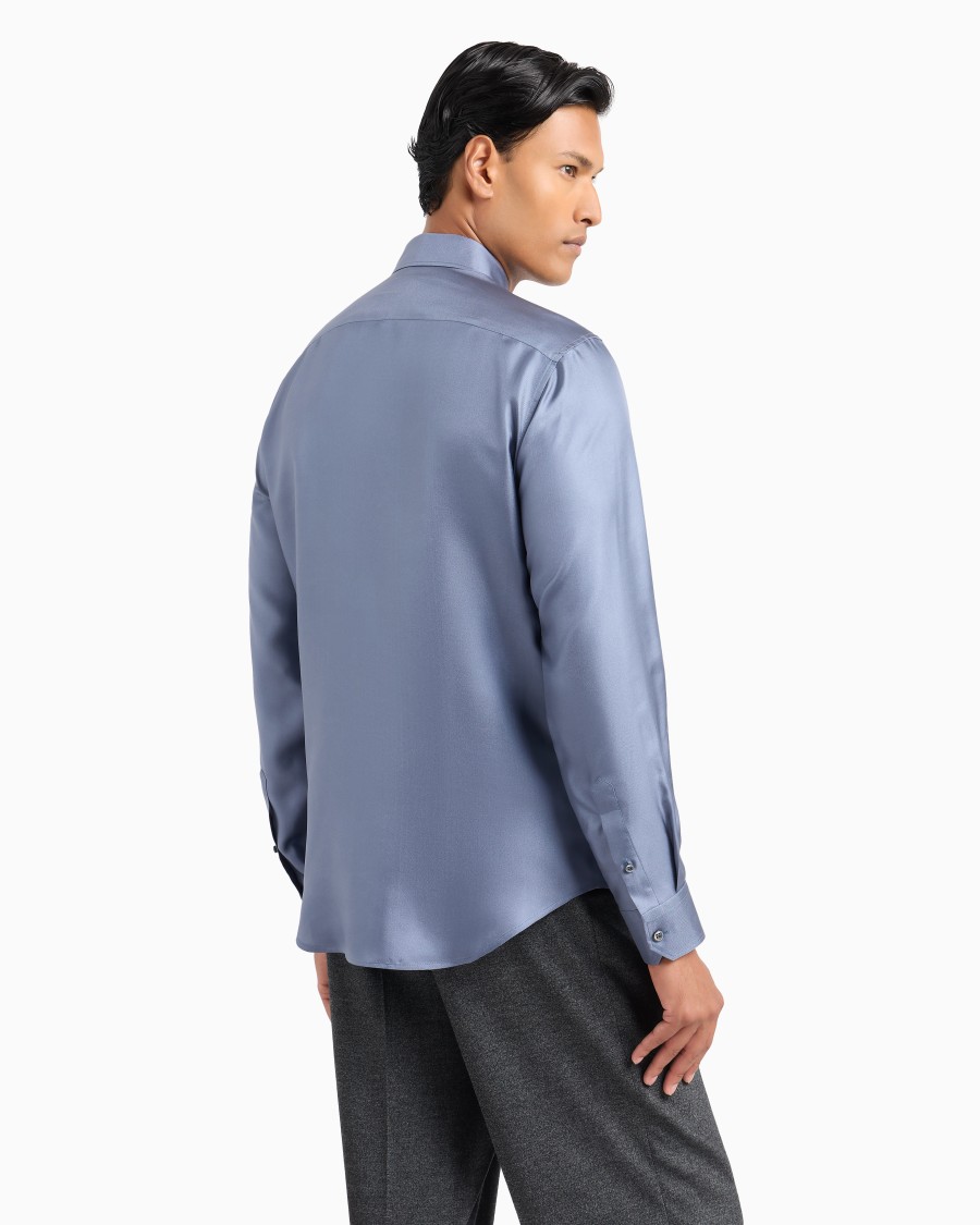 The World Of Armani CAMICIA SLIM FIT IN TWILL DI SETA