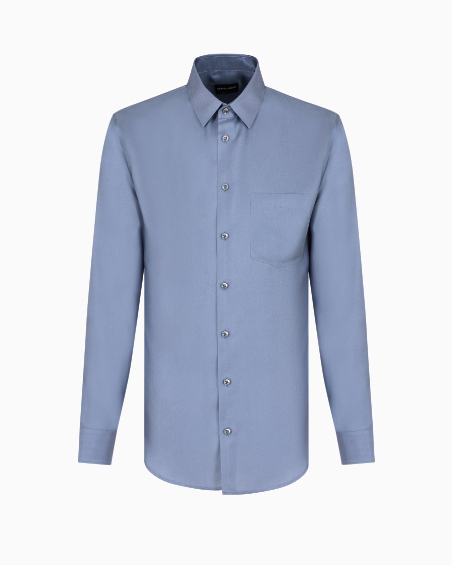 The world of armani CAMICIA SLIM FIT IN TWILL DI SETA