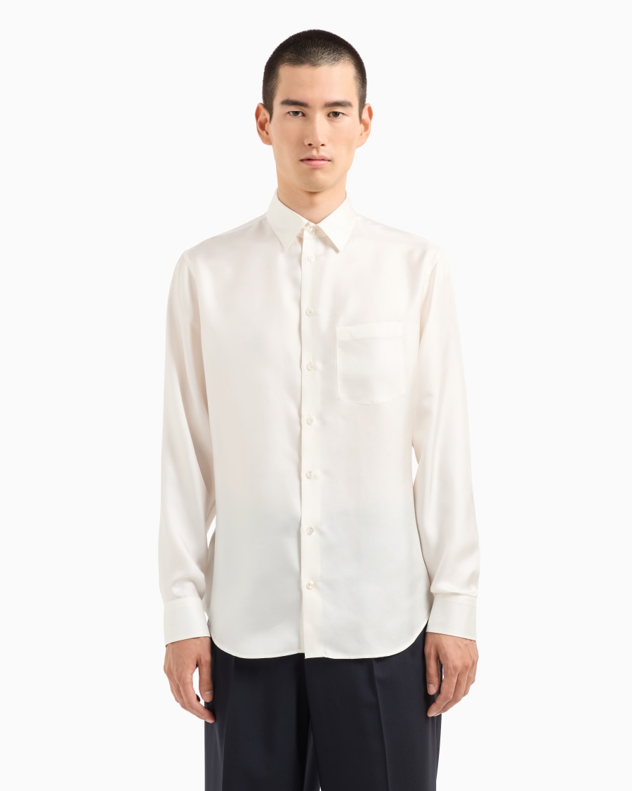 The World Of Armani CAMICIA SLIM FIT IN TWILL DI SETA