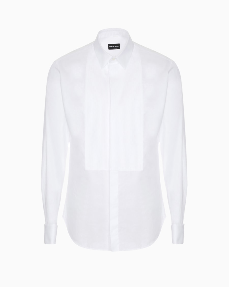 The world of armani CAMICIA SMOKING IN COTONE DETTAGLIO PLISSÉ