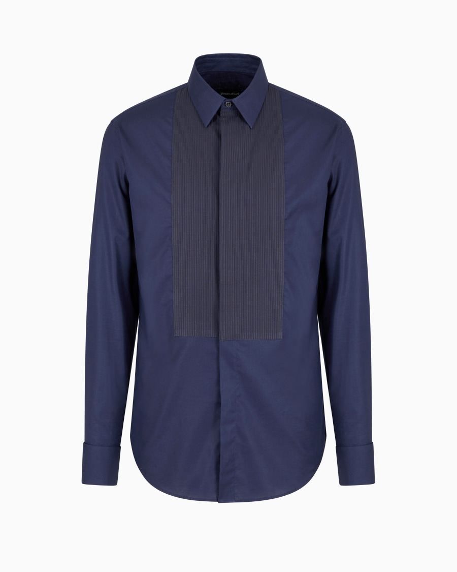 The world of armani CAMICIA SMOKING IN COTONE DETTAGLIO PLISSÉ