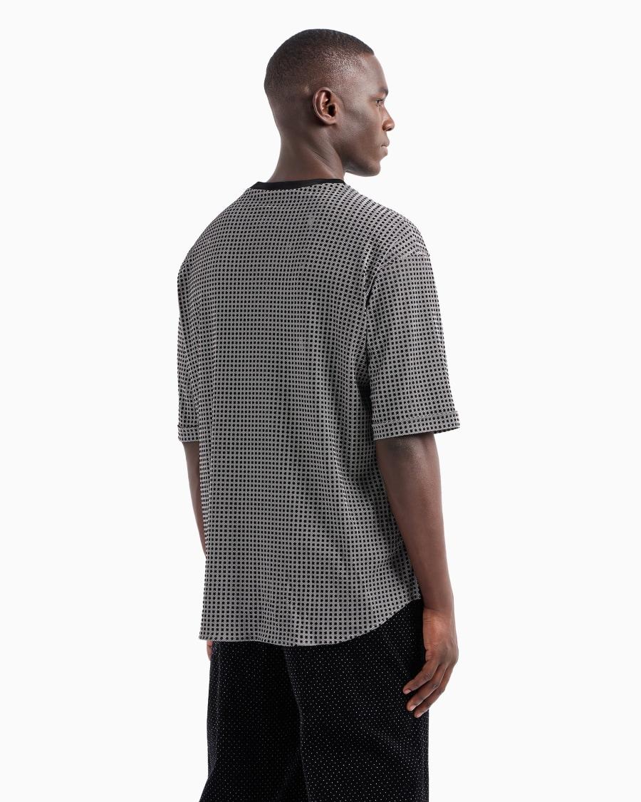 The World Of Armani CAMICIA T-SHIRT IN LYOCELL CON MOTIVO FLOCCATO