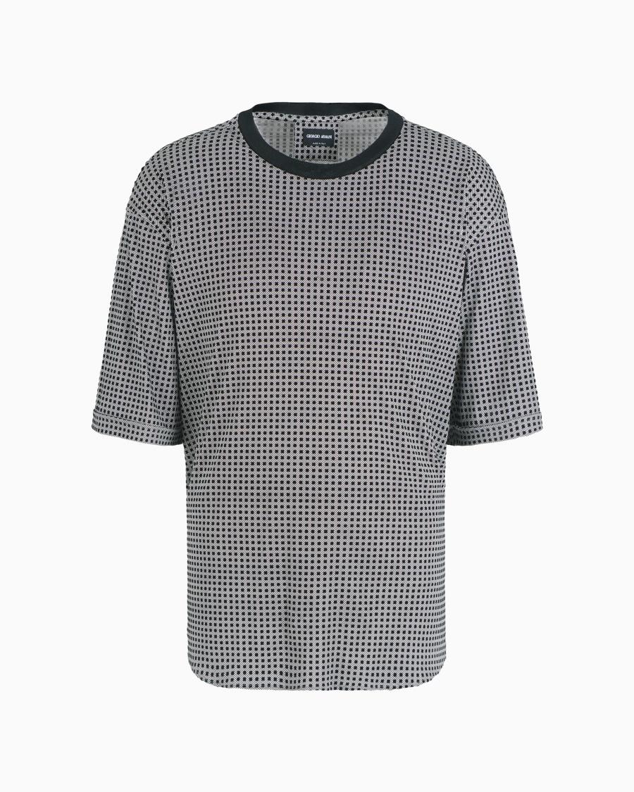 The world of armani CAMICIA T-SHIRT IN LYOCELL CON MOTIVO FLOCCATO