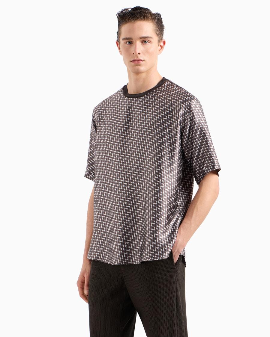The World Of Armani CAMICIA T-SHIRT IN SATIN DI SETA STAMPATA