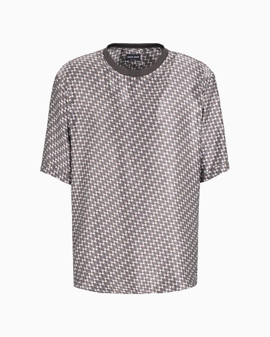 The world of armani CAMICIA T-SHIRT IN SATIN DI SETA STAMPATA