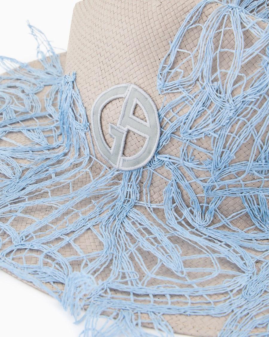 The World Of Armani CAPPELLO A TESA LARGA IN CARTA TESSILE CON RICAMI