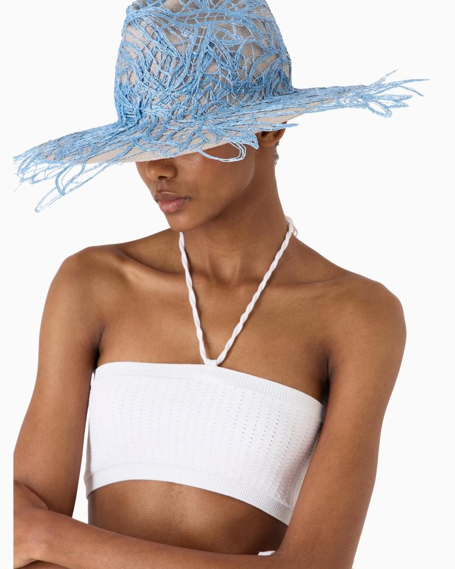 The World Of Armani CAPPELLO A TESA LARGA IN CARTA TESSILE CON RICAMI