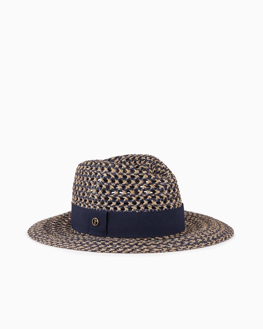 The world of armani CAPPELLO INTRECCIATO CON NASTRO