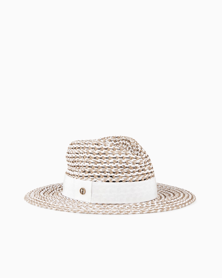 The world of armani CAPPELLO INTRECCIATO CON NASTRO