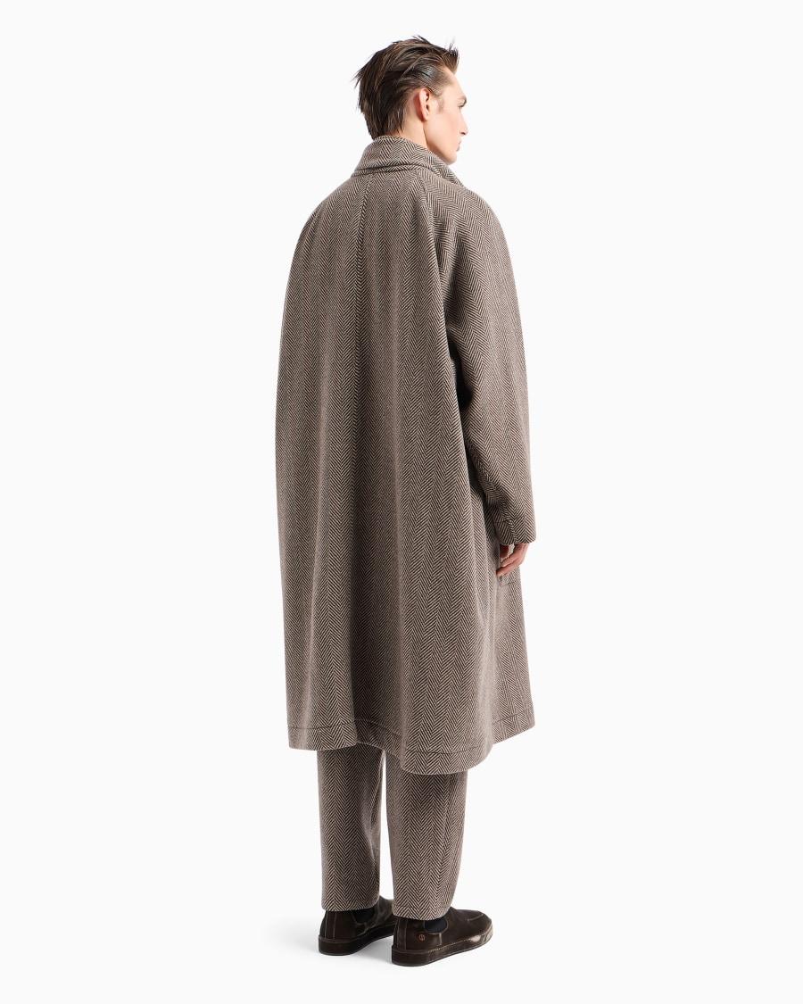 The World Of Armani CAPPOTTO LUNGO IN PANNO DI MISTO CASHMERE JACQUARD CHEVRON
