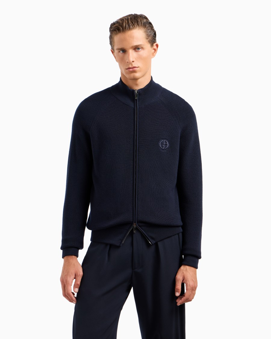 The World Of Armani CARDIGAN CON ZIP IN LANA VERGINE