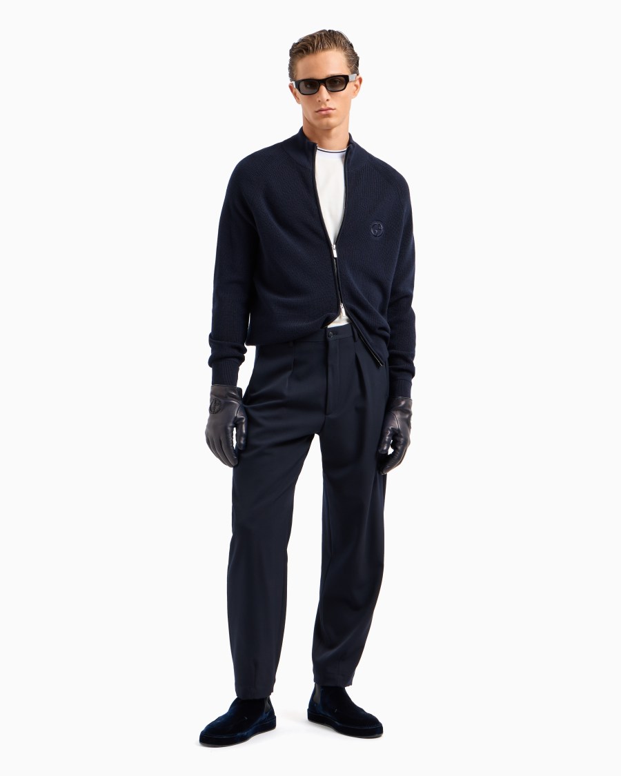 The World Of Armani CARDIGAN CON ZIP IN LANA VERGINE