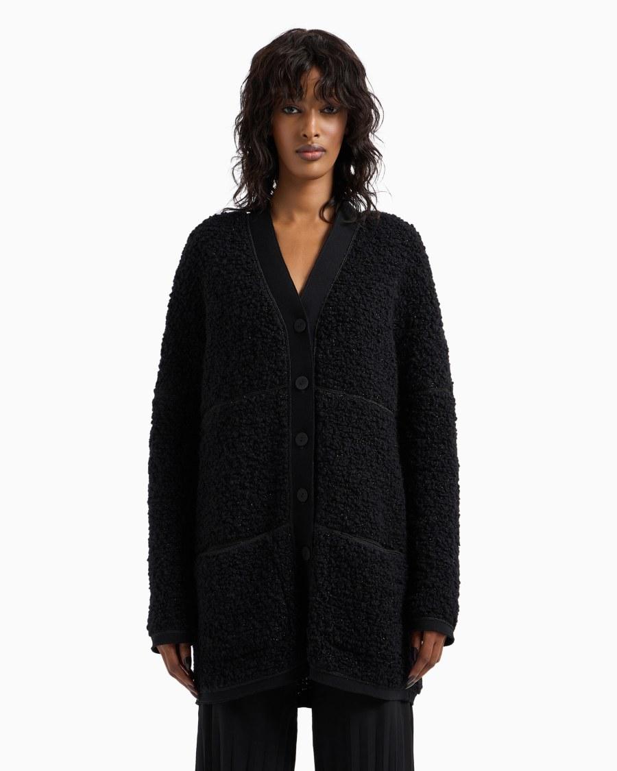 The World Of Armani CARDIGAN LUNGO IN JERSEY DI LANA EFFETTO BOUCLÉ