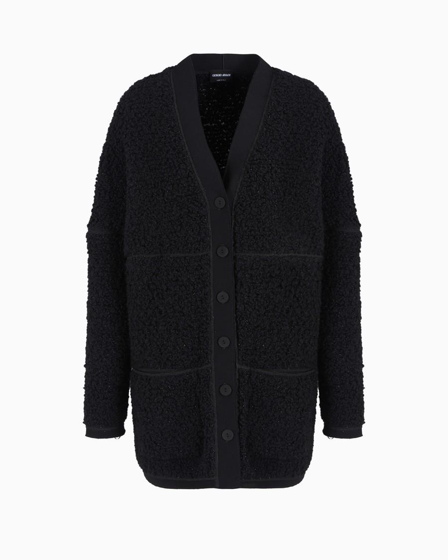 The world of armani CARDIGAN LUNGO IN JERSEY DI LANA EFFETTO BOUCLÉ