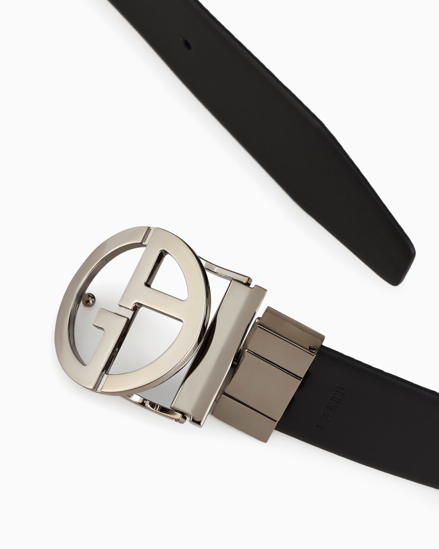 The World Of Armani CINTURA REVERSIBILE IN PELLE LISCIA E GRANATA