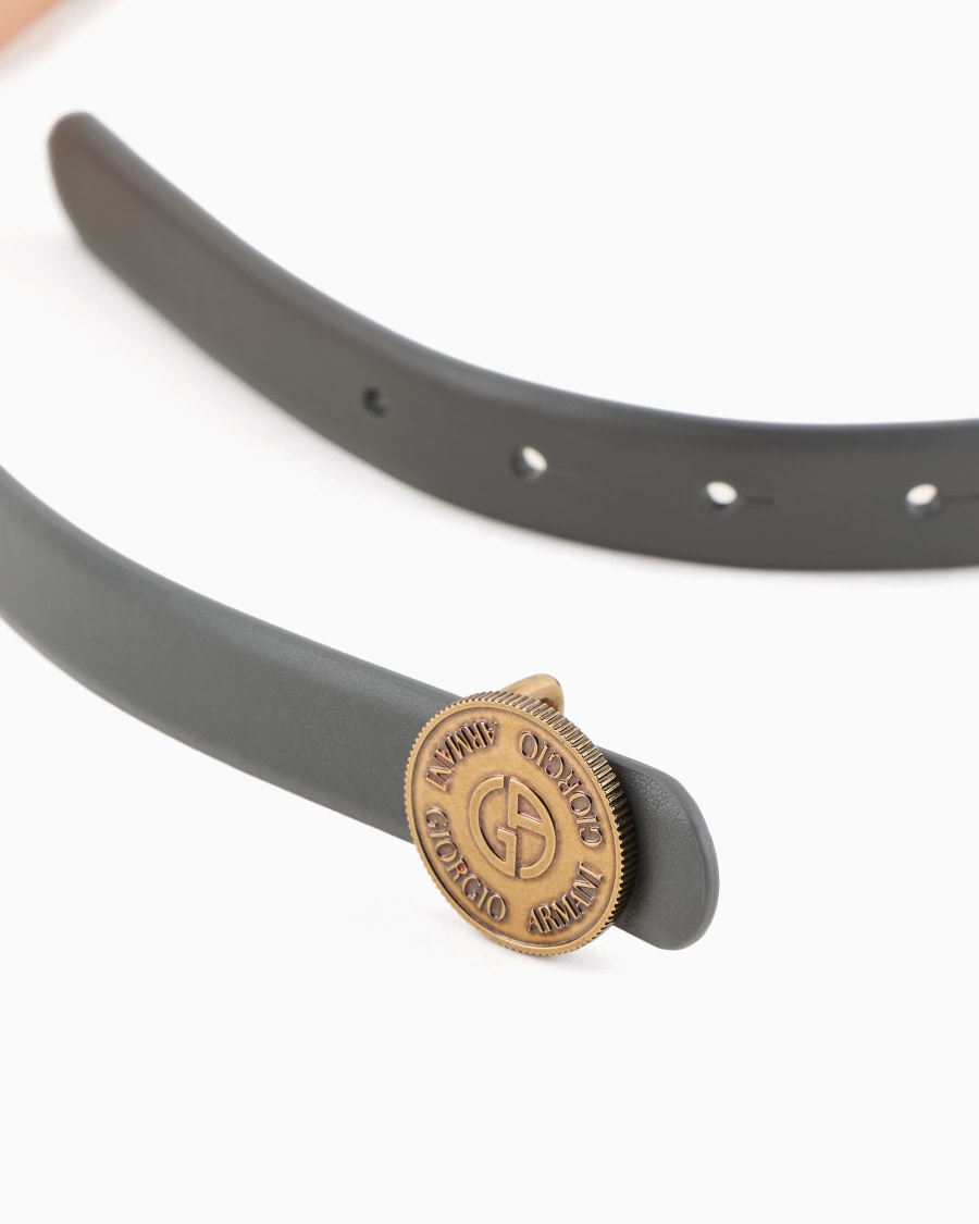 The World Of Armani CINTURA SOTTILE IN PELLE CON ARDIGLIONE TONDO