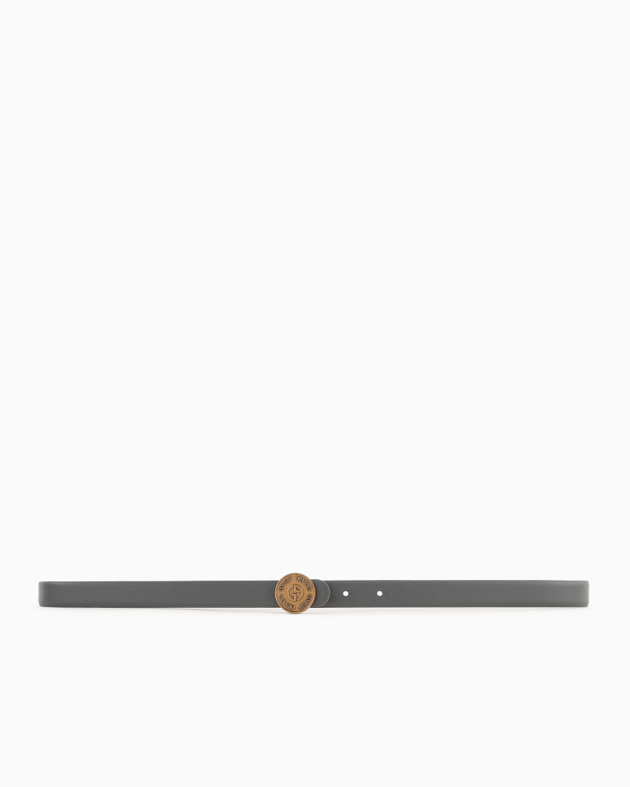 The World Of Armani CINTURA SOTTILE IN PELLE CON ARDIGLIONE TONDO