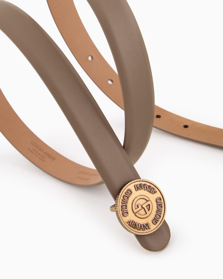 The World Of Armani CINTURA SOTTILE IN PELLE CON ARDIGLIONE TONDO