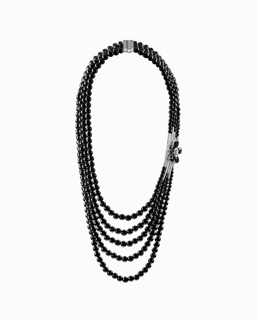 The World Of Armani COLLANA SÌ IN ORO BIANCO 18 KT DIAMANTI E ONICE