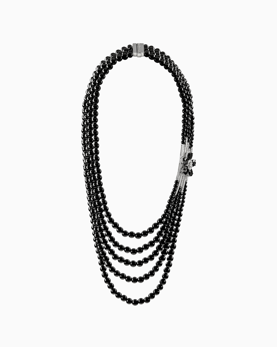 The world of armani COLLANA SÌ IN ORO BIANCO 18 KT DIAMANTI E ONICE