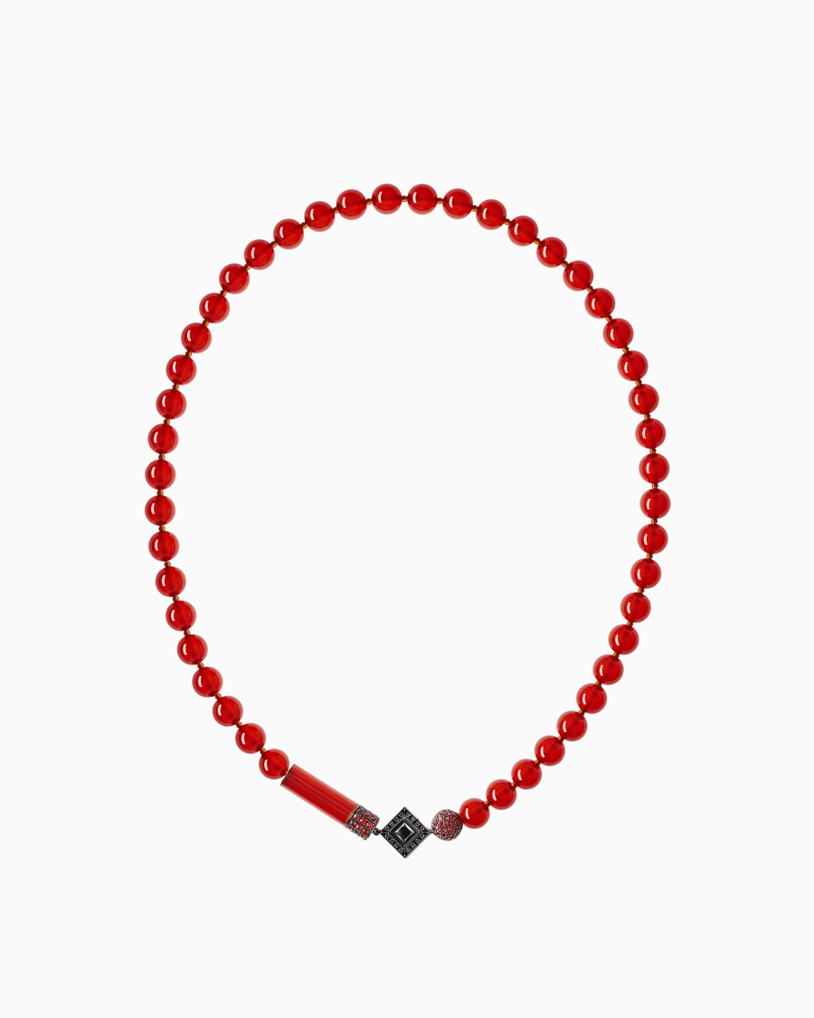 The world of armani COLLANA TAMARA IN ORO 18 KT CORNIOLA E ZAFFIRI