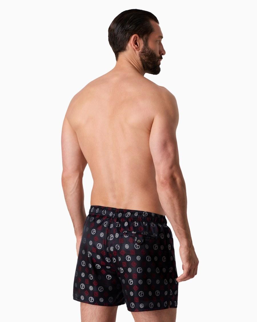 The World Of Armani COSTUME DA BAGNO BOXER IN TESSUTO JACQUARD CON LOGO ALL-OVER