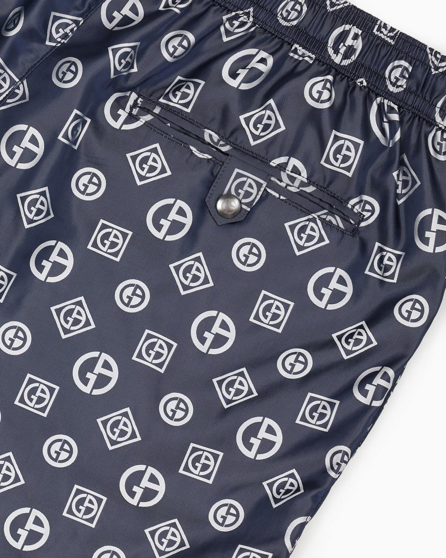 The World Of Armani COSTUME DA BAGNO BOXER IN TESSUTO JACQUARD LOGO ALL-OVER