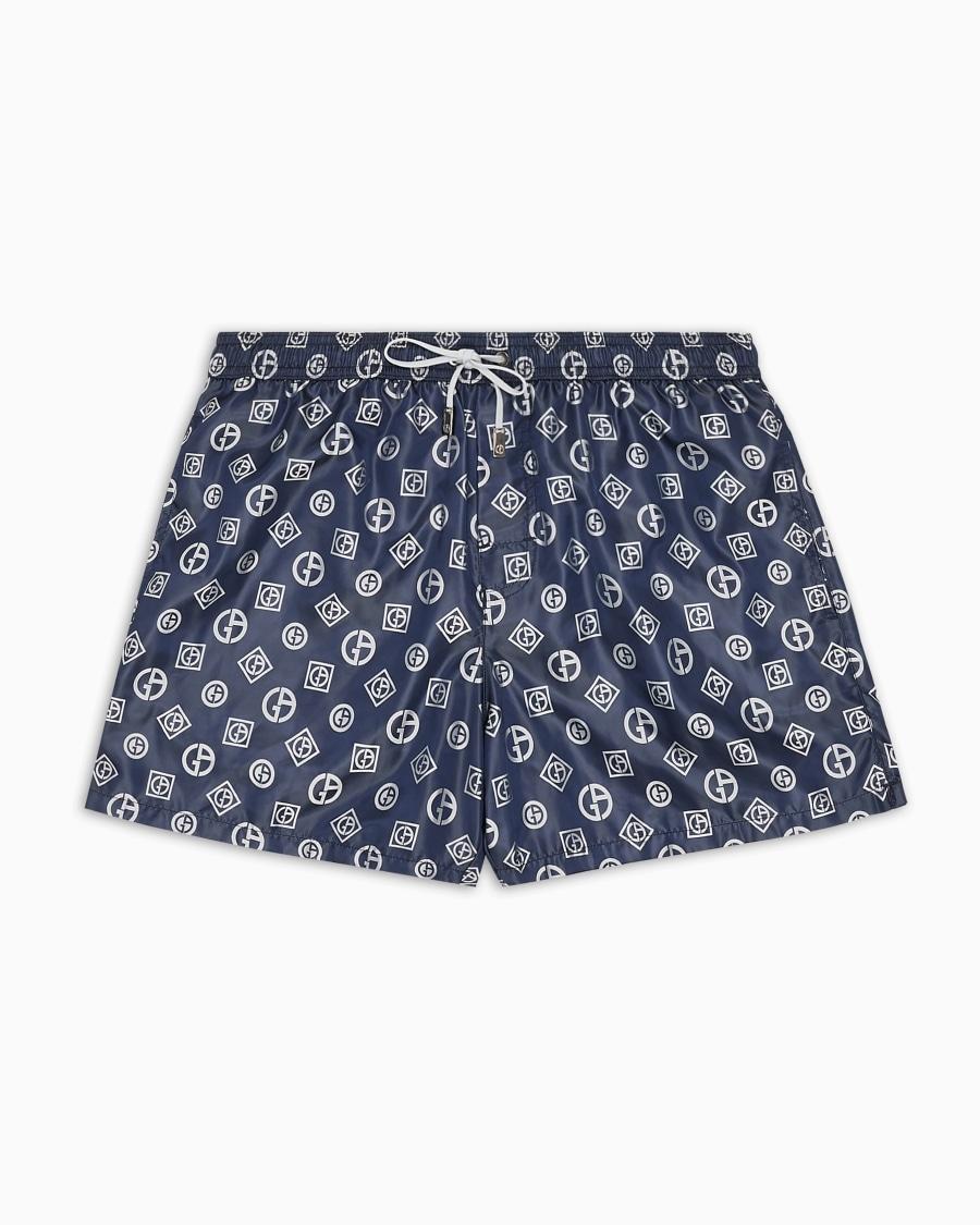 The world of armani COSTUME DA BAGNO BOXER IN TESSUTO JACQUARD LOGO ALL-OVER