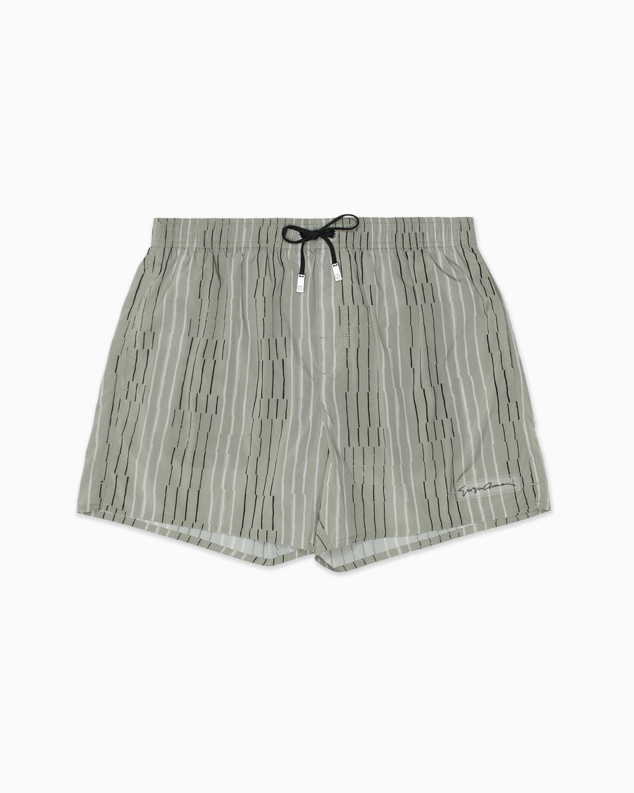 The world of armani COSTUME DA BAGNO BOXER STAMPA RIGA IRREGOLARE