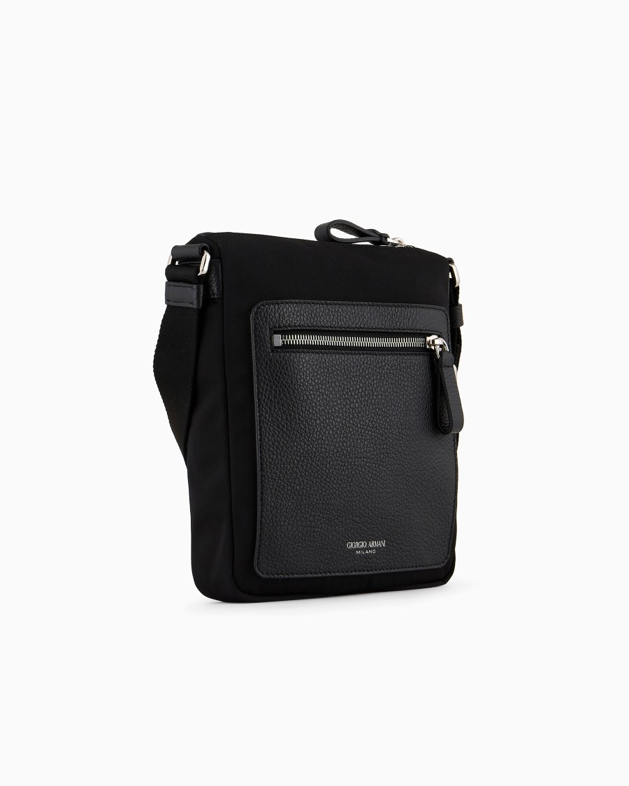 The World Of Armani CROSSBODY IN NYLON E PELLE GRANATA ASV